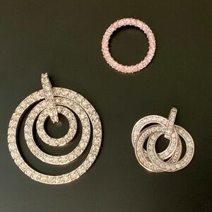 Silver and Pink Sparkling Pendant Bundle